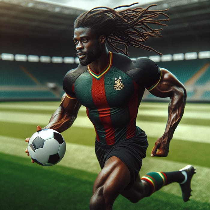 Ghanaian Footballer Showcasing Skills on the Field