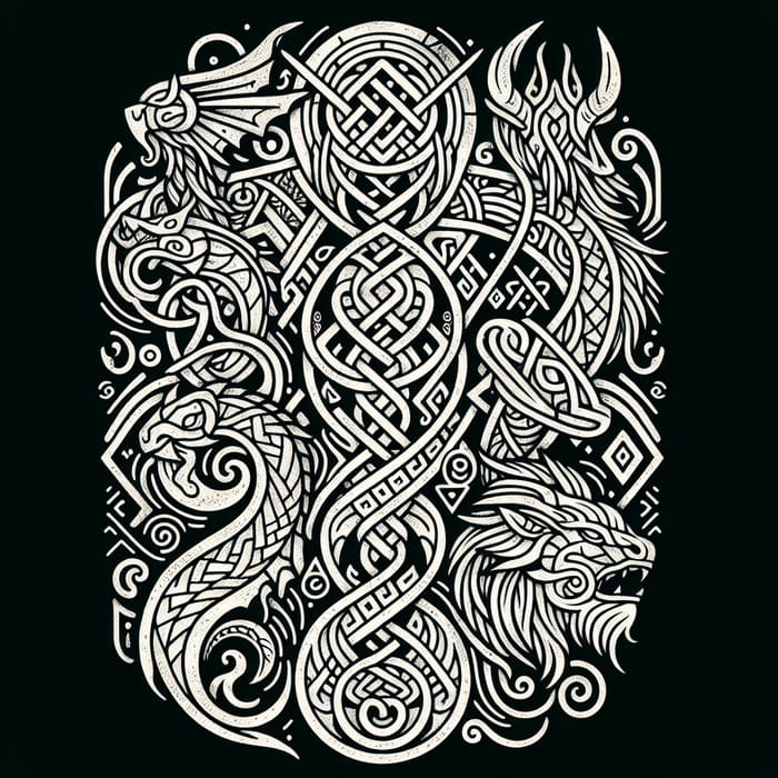 Nordic Mythology Tattoo Sketch Design Ideas | AI Art Generator | Easy ...