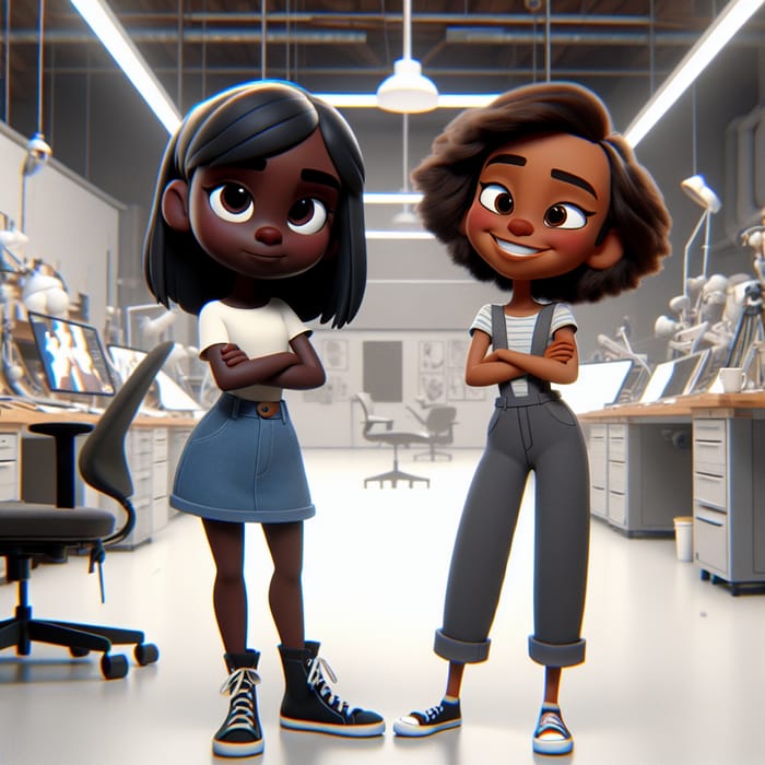 Diverse Pixar Characters in 3D Animation Studio