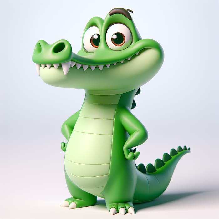Funny Teenage Crocodile Cartoon in 3D - Playful Youthful Rebellion