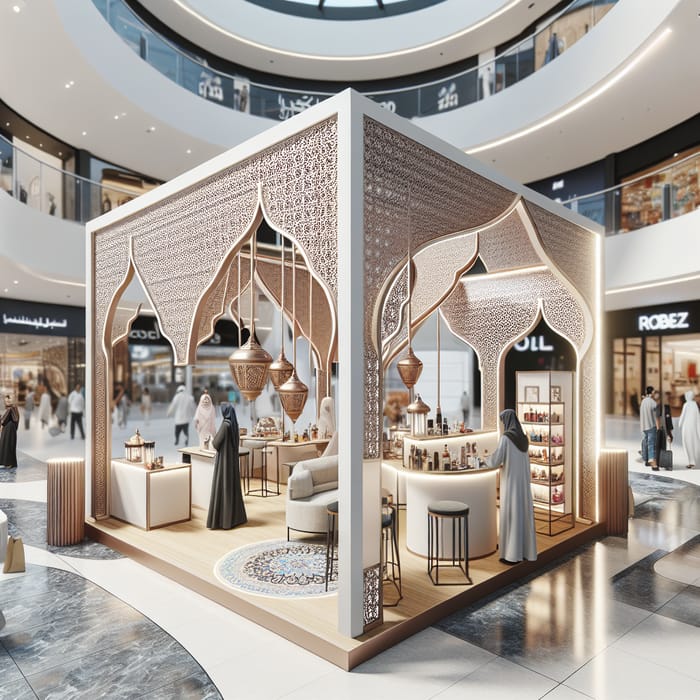 Modern and Creative Ramadan Stand Mockup in Busy Mall | Islamic Design