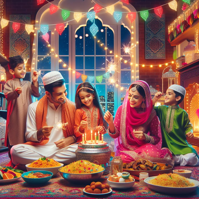 Eid Celebration: Joyful Family Festivities in South Asian Style