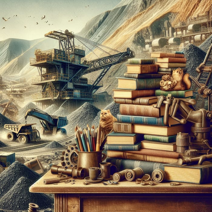 Mining Scene with Books: A Blend of Realism and Artistic Depth