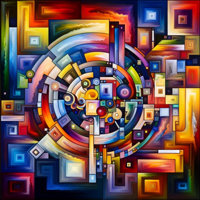 Colorful Abstract Art, Geometric Shapes - Vibrant Masterpiece