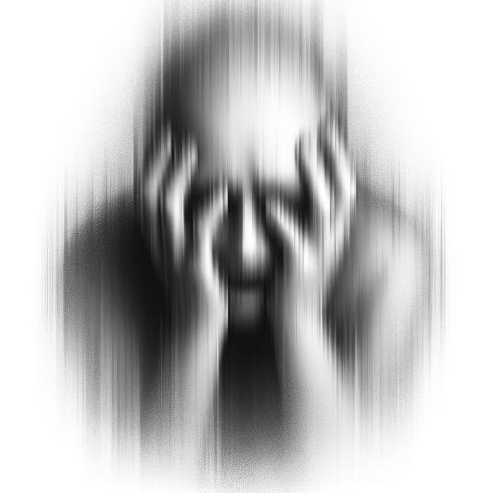 Ghost-Like Man in State of Anxiety: Black and White Emotion Blur