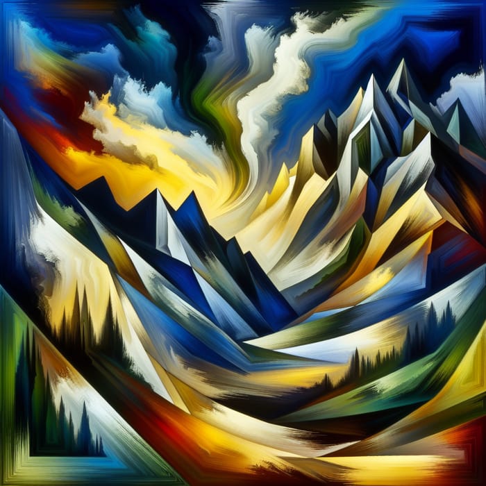Mountain Landscape Abstract Art | Geometric Forms & Colors