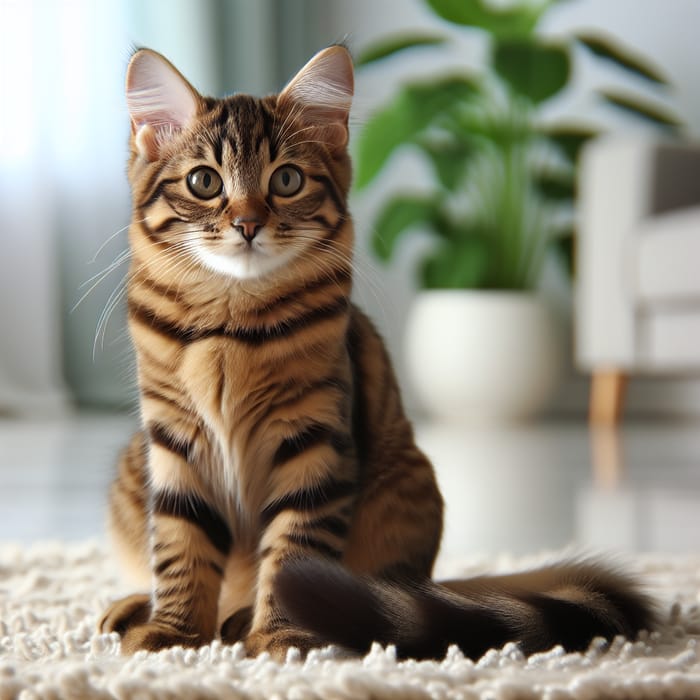 Adorable Brown Tabby Cat with Unique Stripes