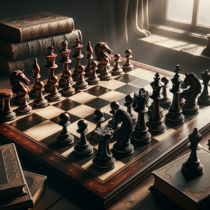 Elegant Chess Set on Polished Board | Masterful Craftsmanship