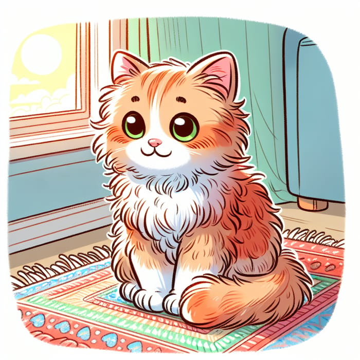 Draw Small Fluffy Domestic Cat with Orange & White Fur