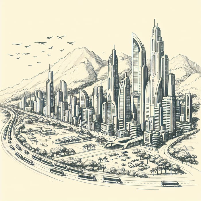 Futuristic Santa Marta 2040 | Urban Sketch Cityscape