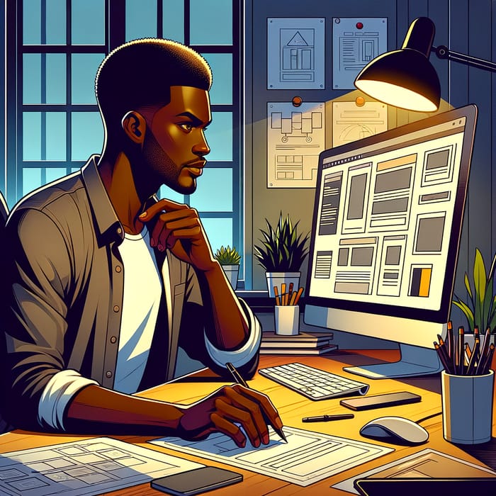 Confident African Man Engages in Web Development | Web Design
