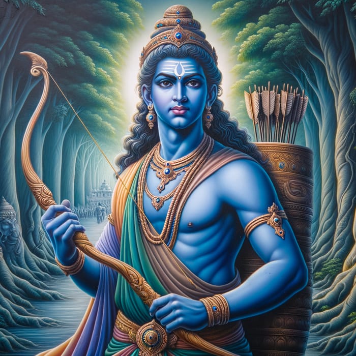 Lord Rama: Divine Archer in Traditional Attire