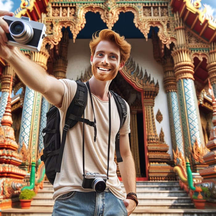 Caucasian Tourist Capturing Thai Temple Beauty | Thailand Excursion