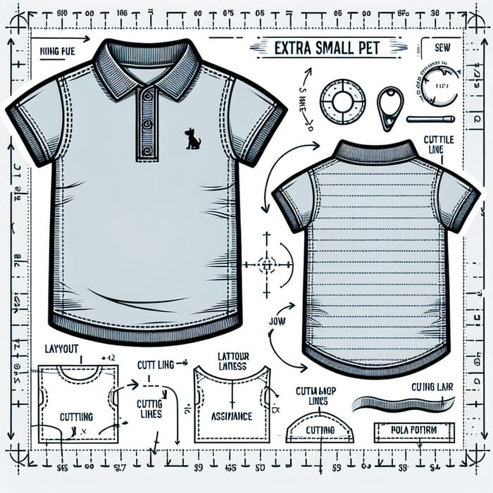 Realistic Extra Small Pet Clothes Polo Design Template