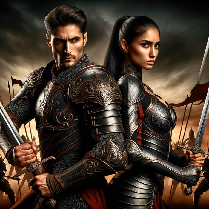 Hispanic Male and South Asian Female Warriors Defending Each Other