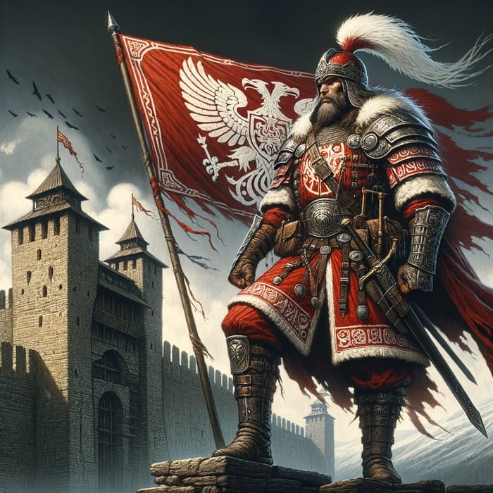 Polish Warrior on Moscow Kremlin: Eastern European Fantasy Art
