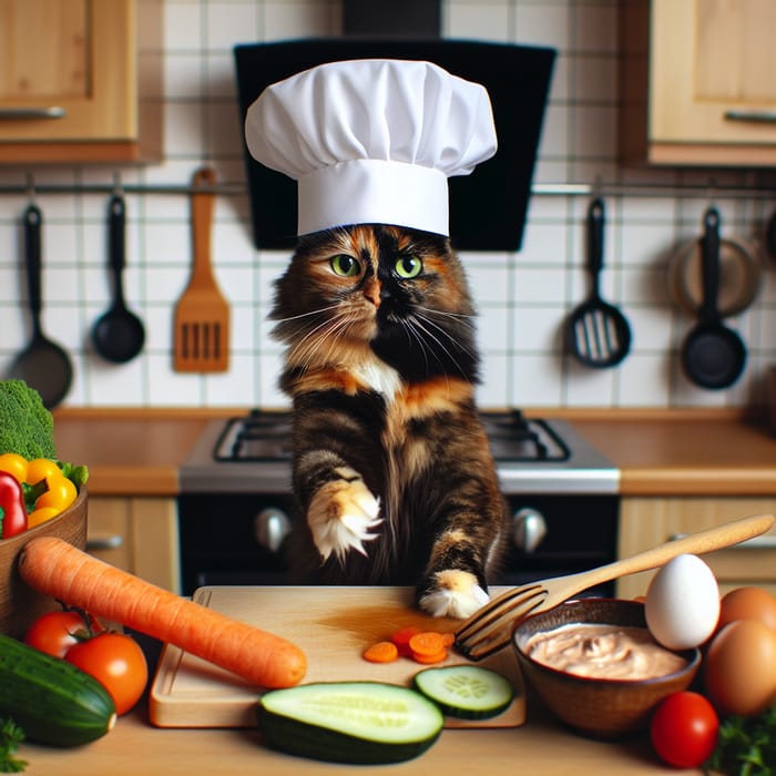 Tortoiseshell Cat Chef - Cooking Up Delightful Dishes