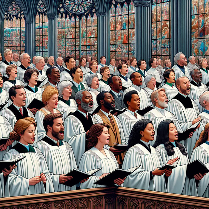 Faithful Priests Sing in Church Chorus - Sacred Melodies