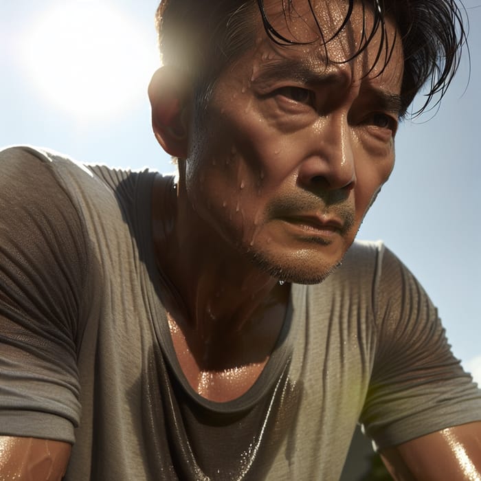 Intense Asian Man Sweating | Hard Work Under Blazing Sun