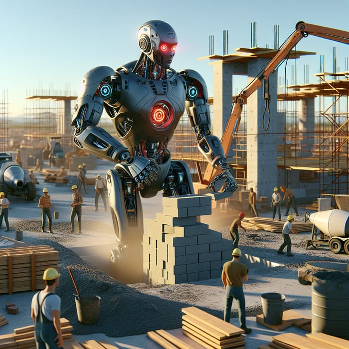 Terminator T8000 Robot Construction Site Scene | Strength Displayed