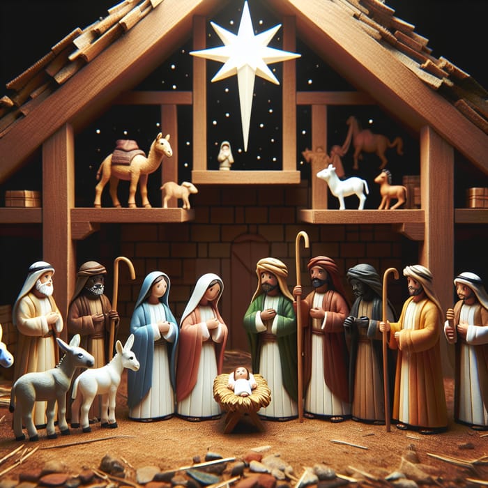 Beautiful Nativity Scene Drawing with Mary, Joseph, Jesus & Wisemen