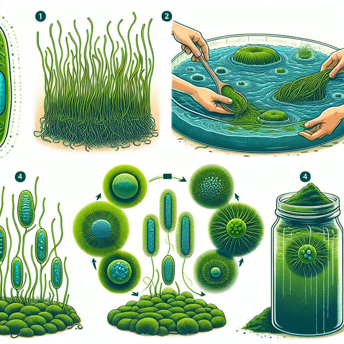 Spirulina Life Cycle: Illustrating Growth and Harvesting