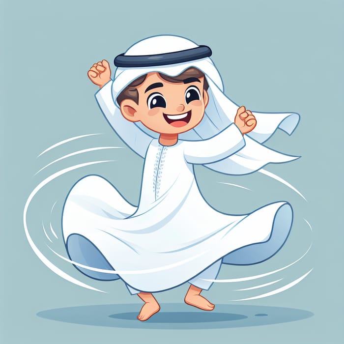 Emirati Boy Dancing Yowla Tradition