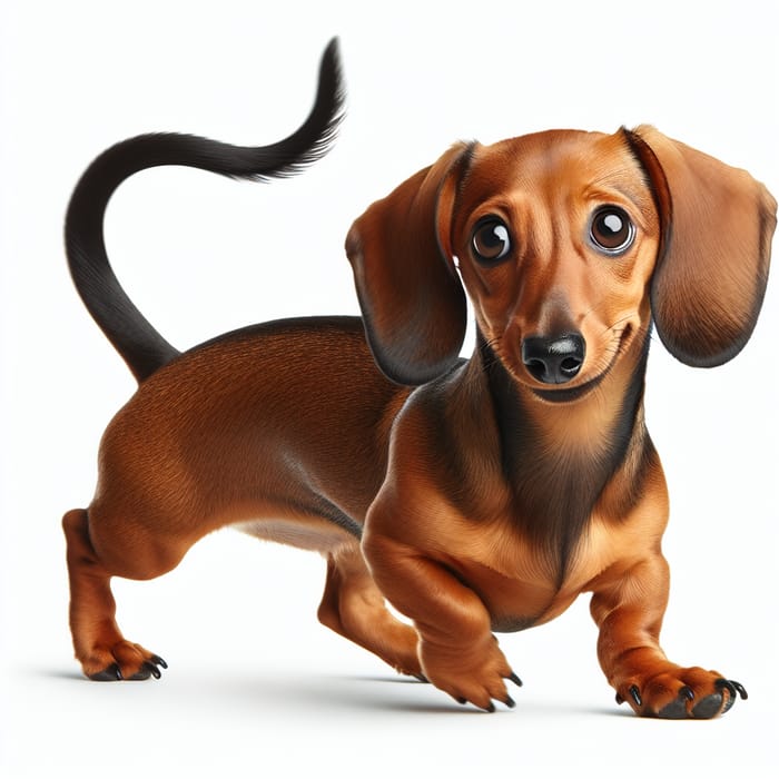 Cute Dachshund Dog Playfully Chasing and Biting Tail