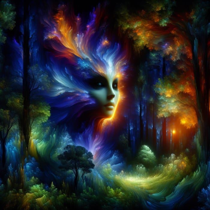 Ethereal Figure in Enchanted Dark Forest | Mystic Charm