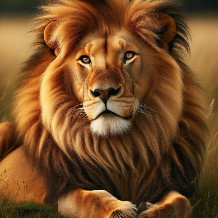 Majestic Lion on Savannah Grass | Golden Coat | Regal Mane