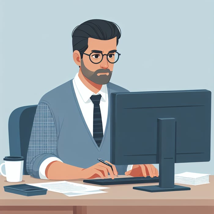 Hispanic Accountant at Well-Organized Desk | Animated Style