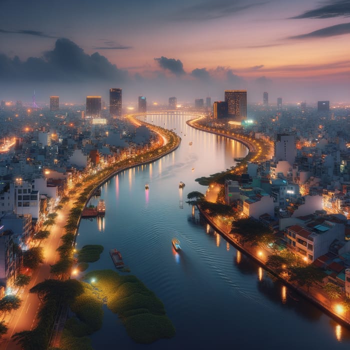 Tranquil Saigon River Sunset View | Serene Vietnam Scenery