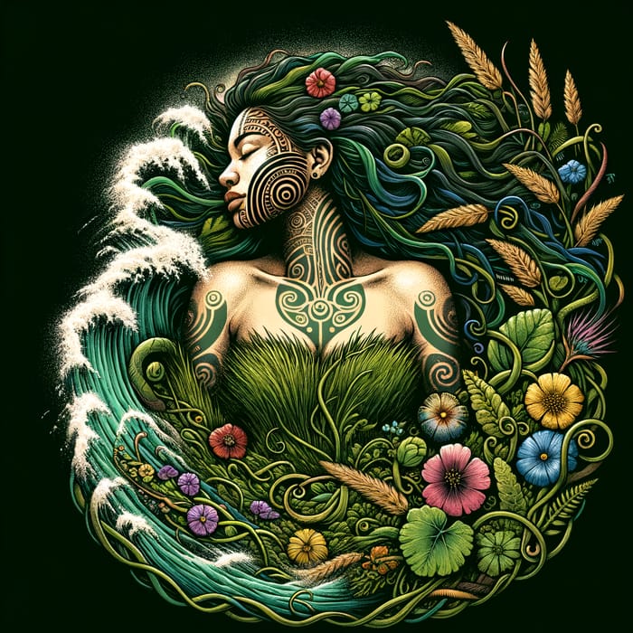 Papatūānuku: Earth Mother Illustration from Māori Mythology