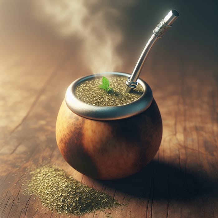 Hot Steaming Cup of Mate: Traditional South American Beverage
