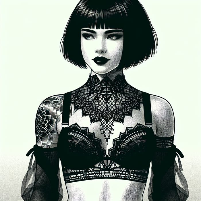 Seductive Gothic Bikini Model with Black Hair