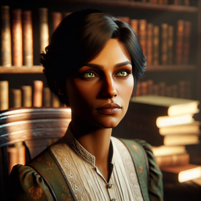 Olivia Altair: Wise Victorian Woman in Old Library