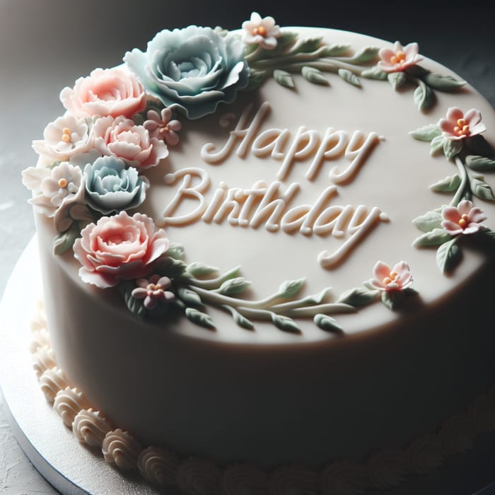 Elegant Birthday Cake with Lustrous Icing and Sugar Flowers - Happy Birthday Ião Martins