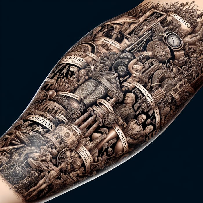 Historical Events Arm Tattoo Design