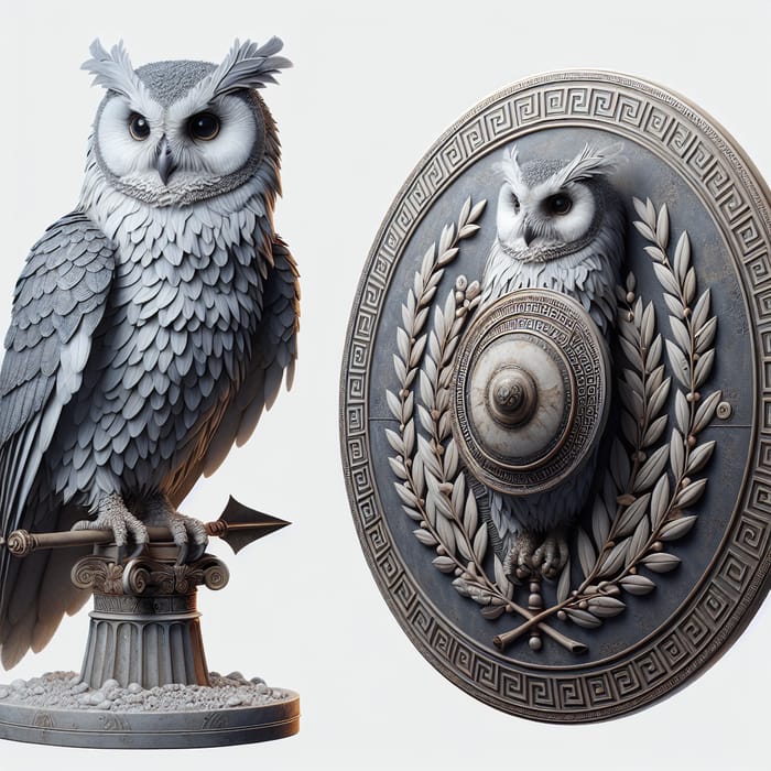 Owl Symbolizing Athena on Ancient Greek Shield