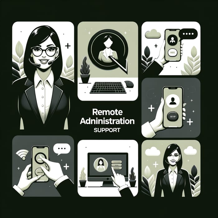Elegant Remote Admin Support in Black, Grey & Olive Green Tones - Modern & Minimalistic