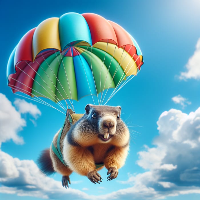 Flying Marmot with Mini-Parachute: Adventure in the Sky Flying Marmot with Mini-Parachute: Adventure in the Sky