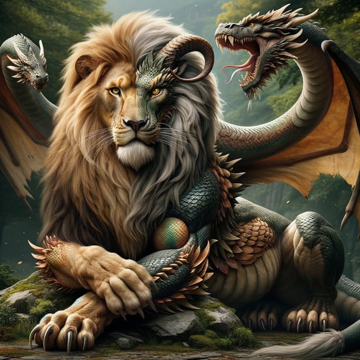 Mystical Lion-Dragon: Majestic Fusion of Power