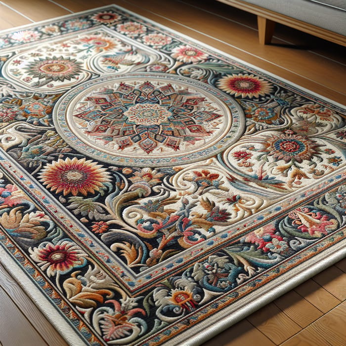 Stylish Floral & Geometric Rug | AI Art Generator | Easy-Peasy.AI
