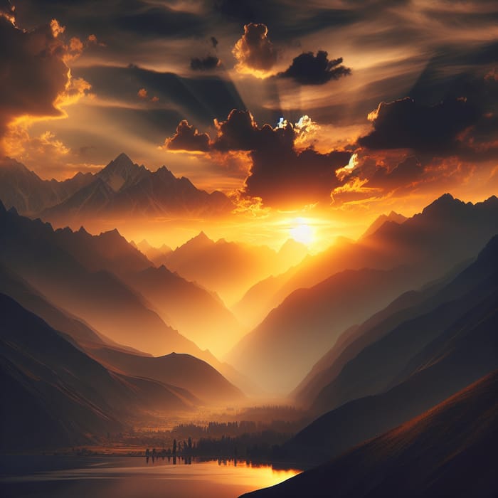 Golden Dusk: Sun Behind the Mountains