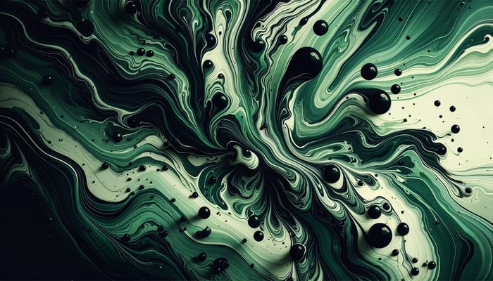 Liquid Style Green and Black Wallpaper