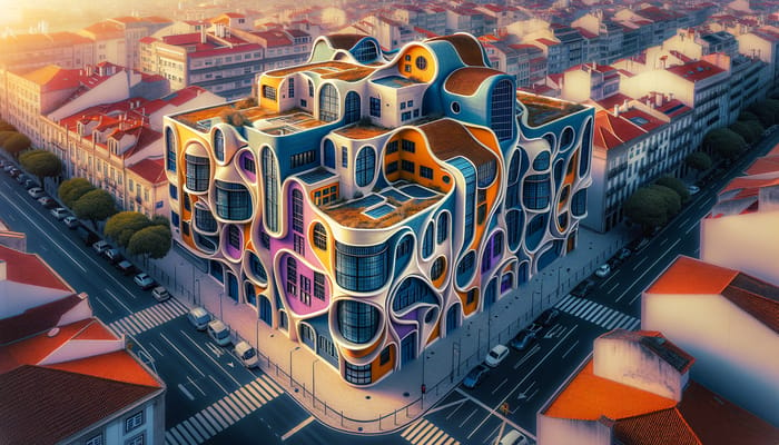 Futuristic Organic Architecture of Portugal Republique School - Geometric Shapes & Vibrant Hues