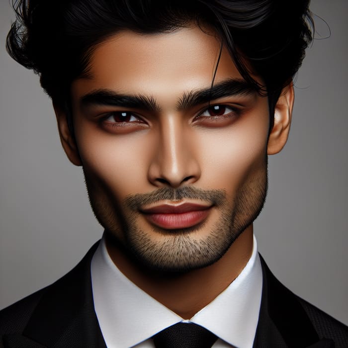Captivating South Asian Man with Red Eyes and Pale Skin