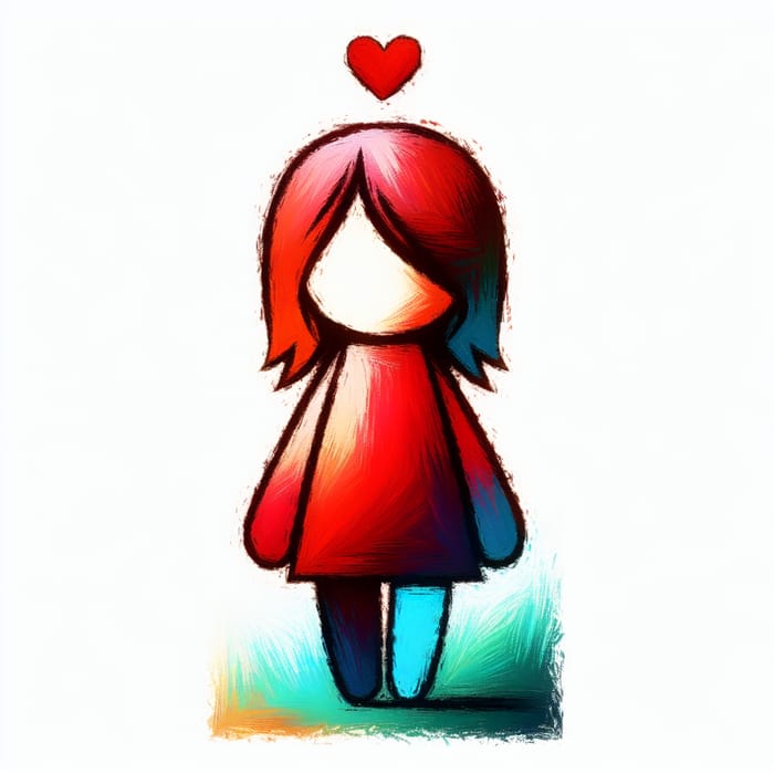 Vivid Stylized Girl with Heart in Oil Painting Style