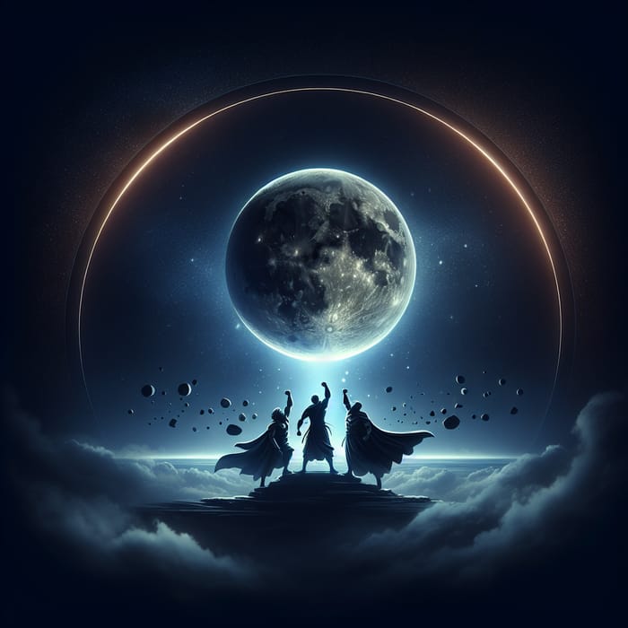 Powerful Moon in Night Sky - Triumph Displayed