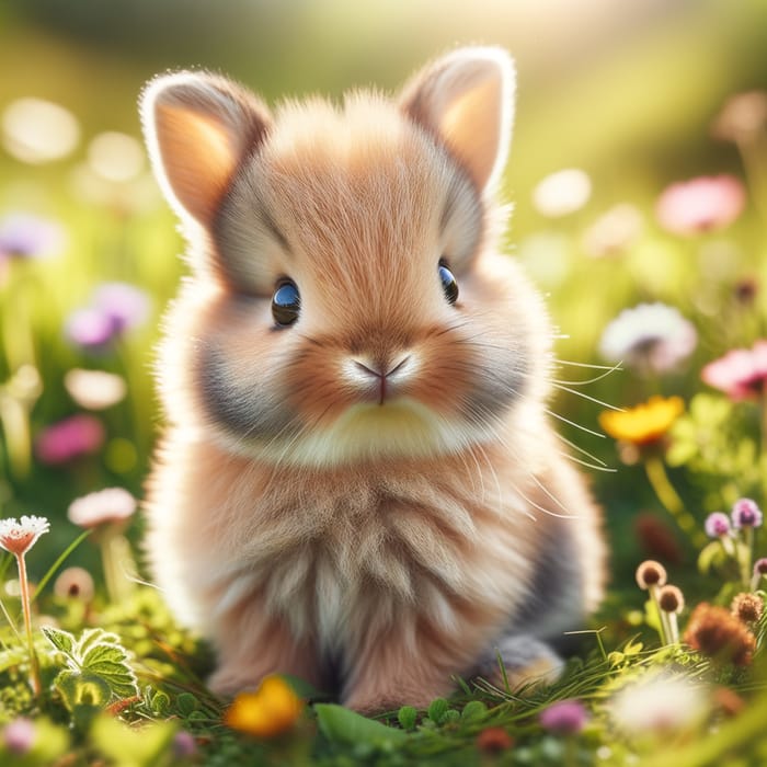 Cute Baby Bunny Frolicking in Meadow